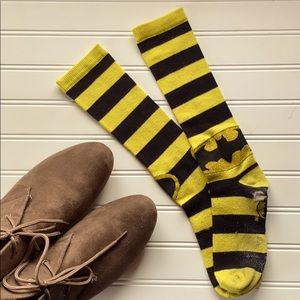 Yellow and Black Striped Batman Socks